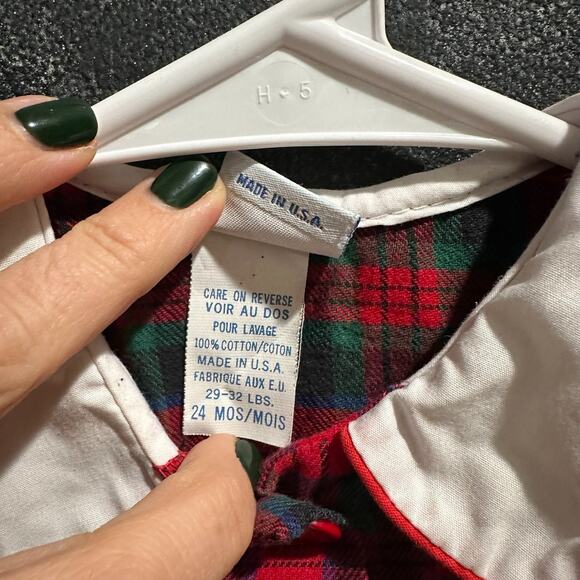 Vintage Alexis Dress Plaid Embroidery 100% Cotton Made in USA Size 24mo 29-32lbs - Picture 5 of 6